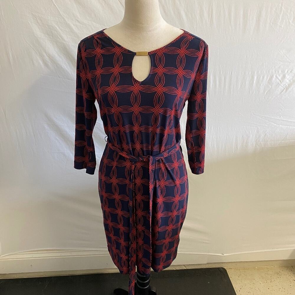 Banana Republic Women's 3/4 Sleeve Geometric Pattern Dress - Medium